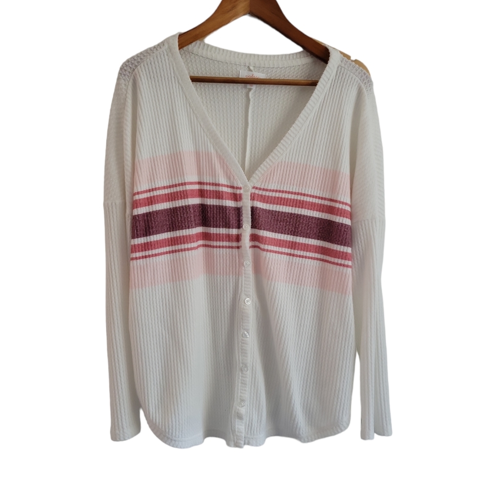 🎉 5 for $25 - COLSIE Long Sleeve Waffle Button-up Lounge Sweatshirt